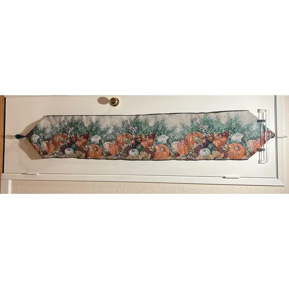 Bergeron‎ Fall Pumpkins Tapestry Table Runner Bountiful Harvest 72” Thanksgiving